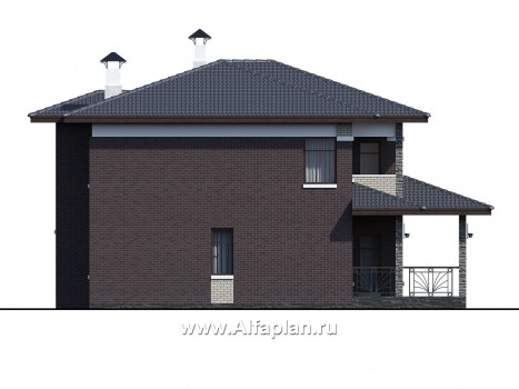 Проекты домов Альфаплан - «Маяк» - уютный дом с террасой - превью фасада №3