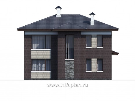 Проекты домов Альфаплан - «Маяк» - уютный дом с террасой - превью фасада №4