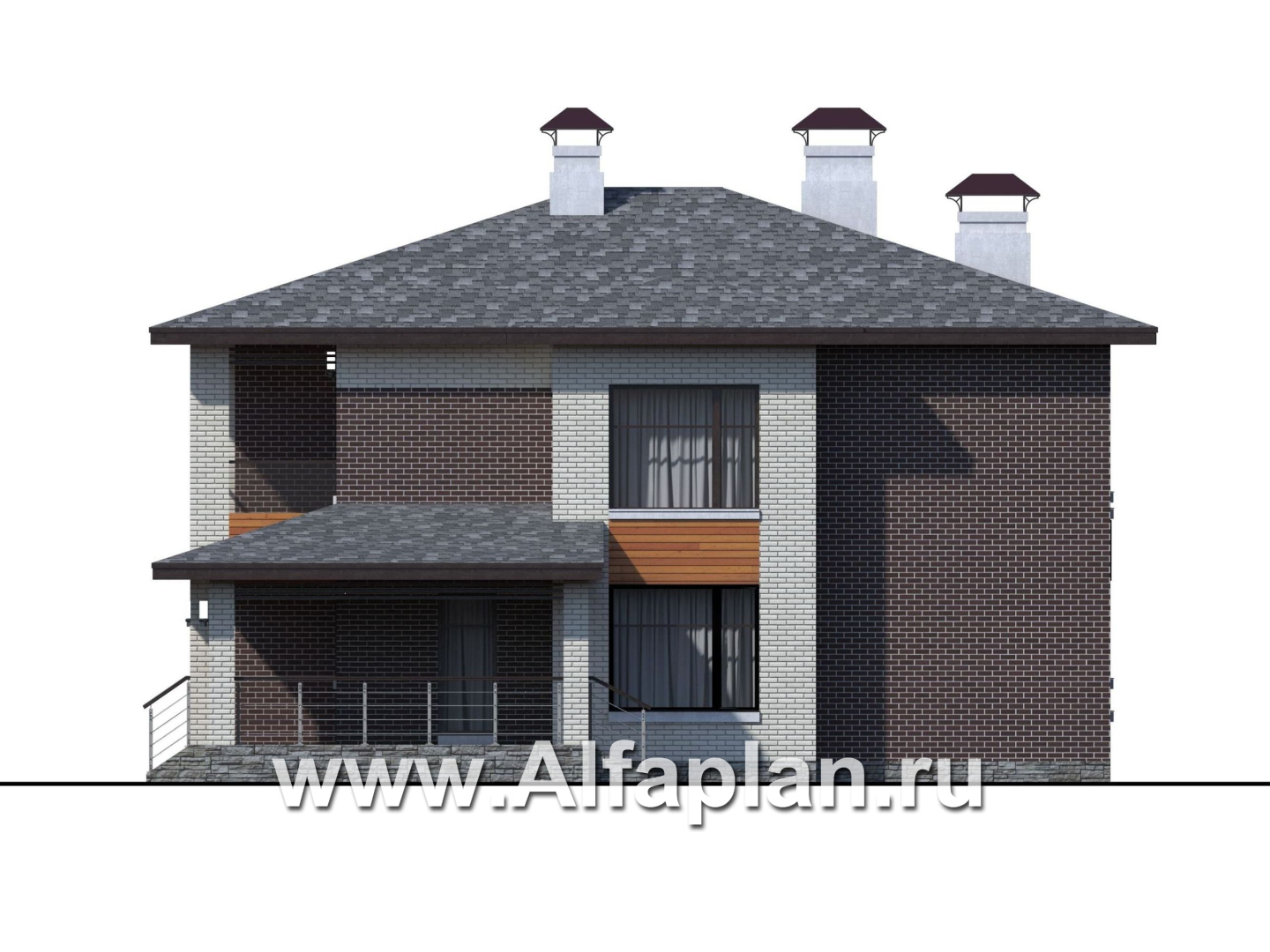 Проекты домов Альфаплан - «Республика» - современный двухэтажный комфортабельный дом - изображение фасада №2