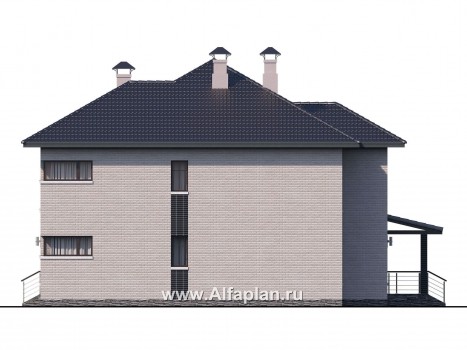 «Эльба» - проект современного двухэтажного дома, вилла со вторым светом, балконом и с террасой - превью фасада дома