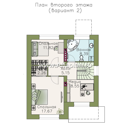 Проекты домов Альфаплан - «Оптима»- стильный небольшой дом - превью плана проекта №3