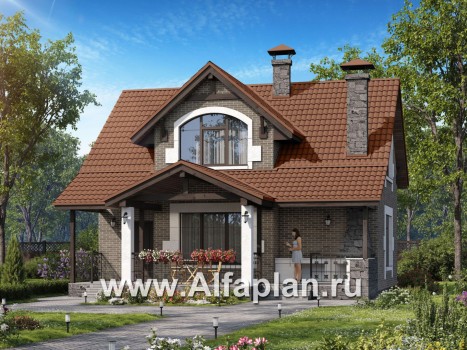 Проекты домов Альфаплан - "Отдых" - проект дома для дачи с мансардой и большой террасой - превью дополнительного изображения №1