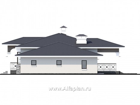 Проекты домов Альфаплан - Одноэтажный дом с гаражом и террасой - превью фасада №2