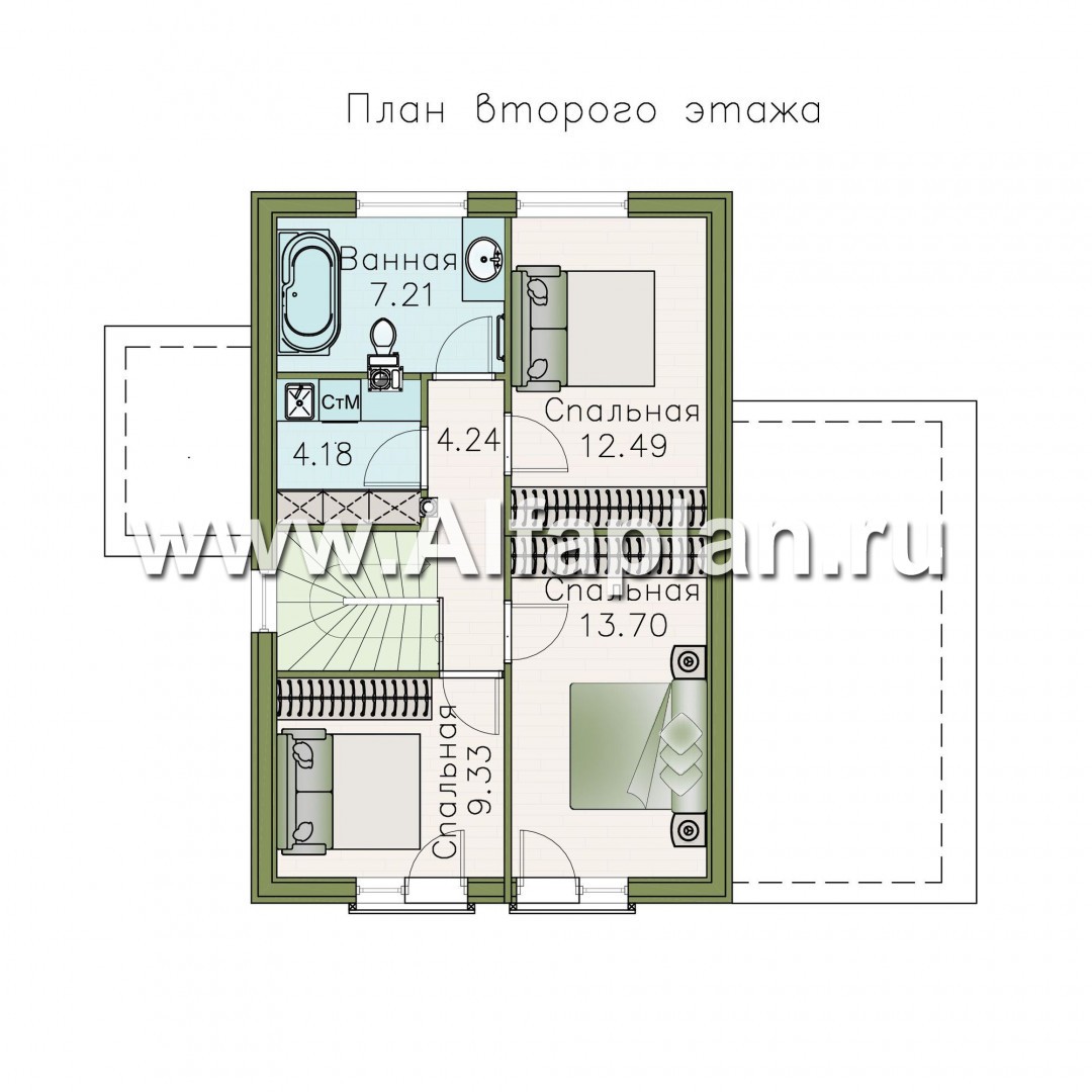 Проекты домов Альфаплан - «Сигма» - небольшой дом с сауной на первом этаже - изображение плана проекта №2