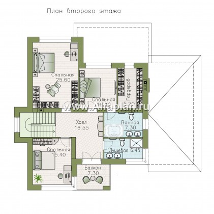 Проекты домов Альфаплан - «Формула успеха» - современный коттедж с угловыми окнами - превью плана проекта №2