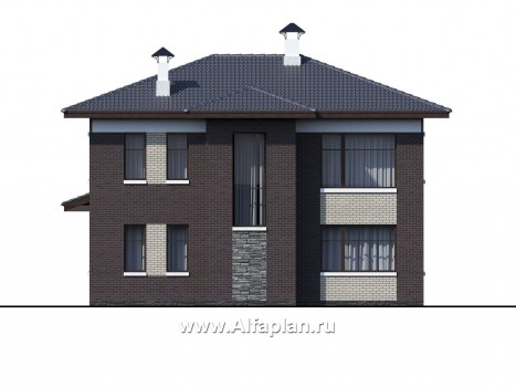 Проекты домов Альфаплан - «Маяк» - уютный дом с террасой - превью фасада №4