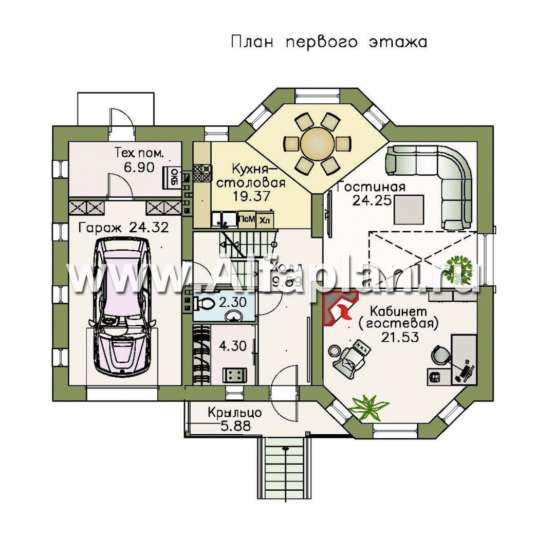 Проекты домов Альфаплан - «Регенсбург Плюс»- вариант коттеджа 22А с цокольным этажом - план проекта №2