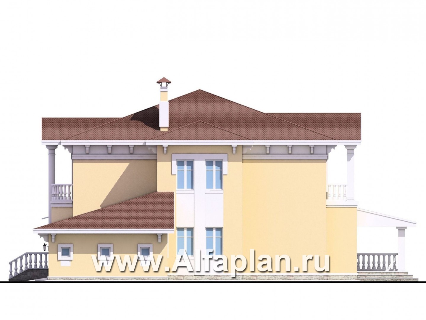 Проекты домов Альфаплан - Вилла «Эдельвейс» - элитный дом в классическом стиле - изображение фасада №2