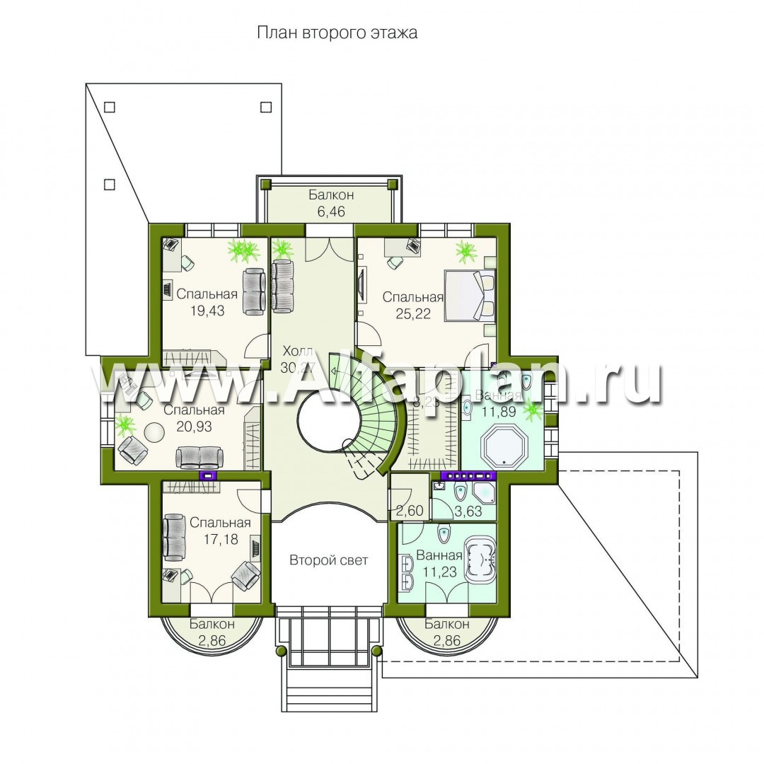 Проекты домов Альфаплан - Вилла «Эдельвейс» - элитный дом в классическом стиле - изображение плана проекта №2