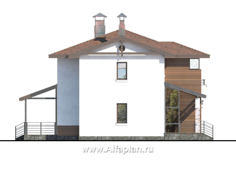 «Тренд» - проект двухэтажного дома из газобетона, с террасой, в современном стиле - превью фасада дома