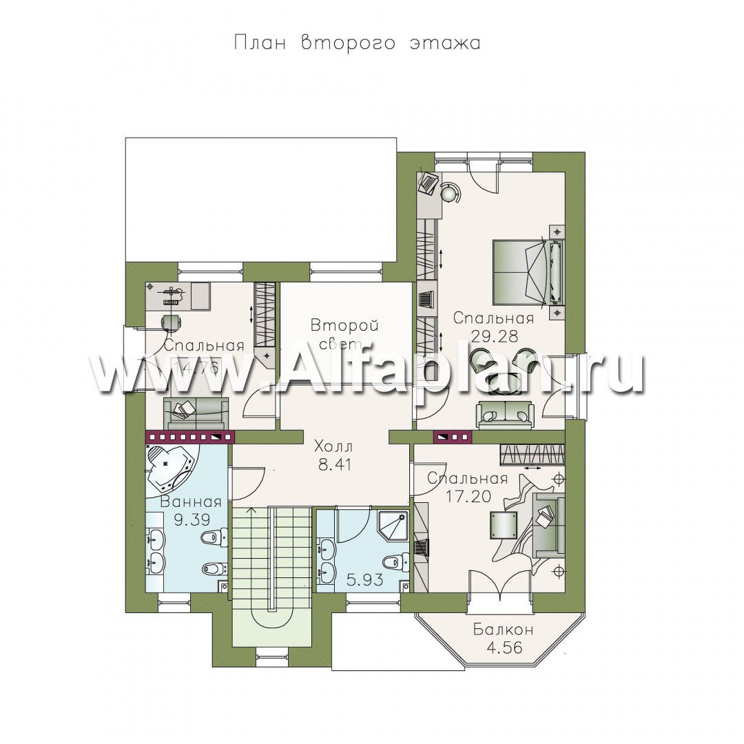 Проекты домов Альфаплан - «Феникс» - коттедж с компактным планом и цокольным этажом - план проекта №2