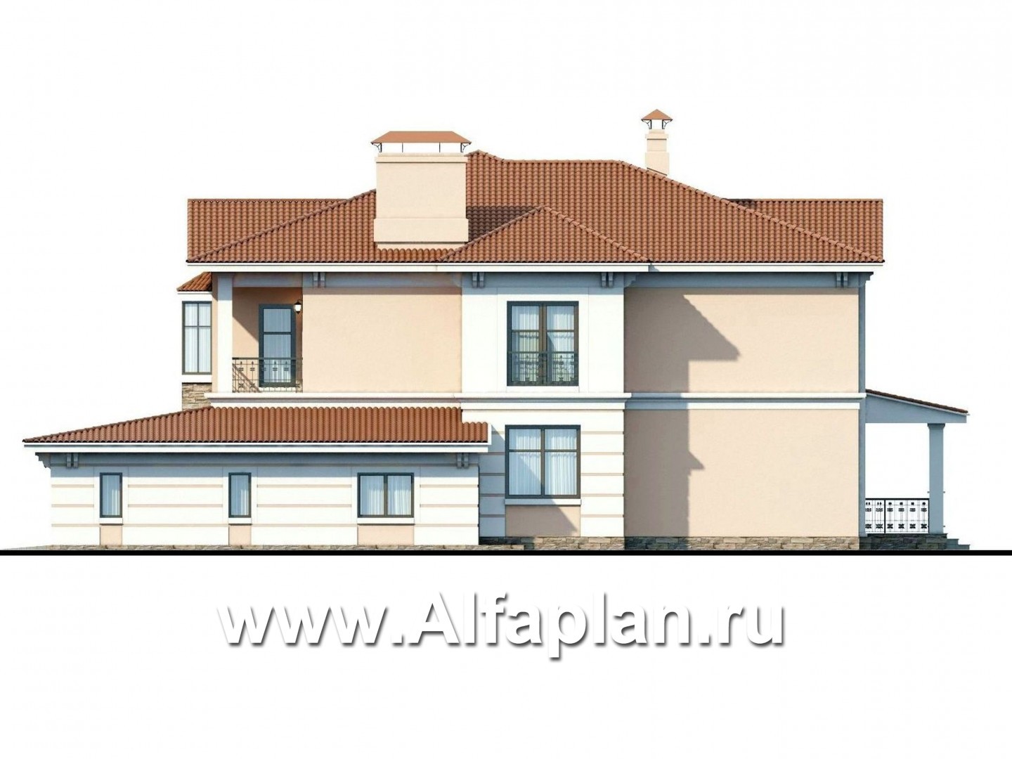 Проекты домов Альфаплан - «Первый класс» - современная классическая вилла - изображение фасада №2