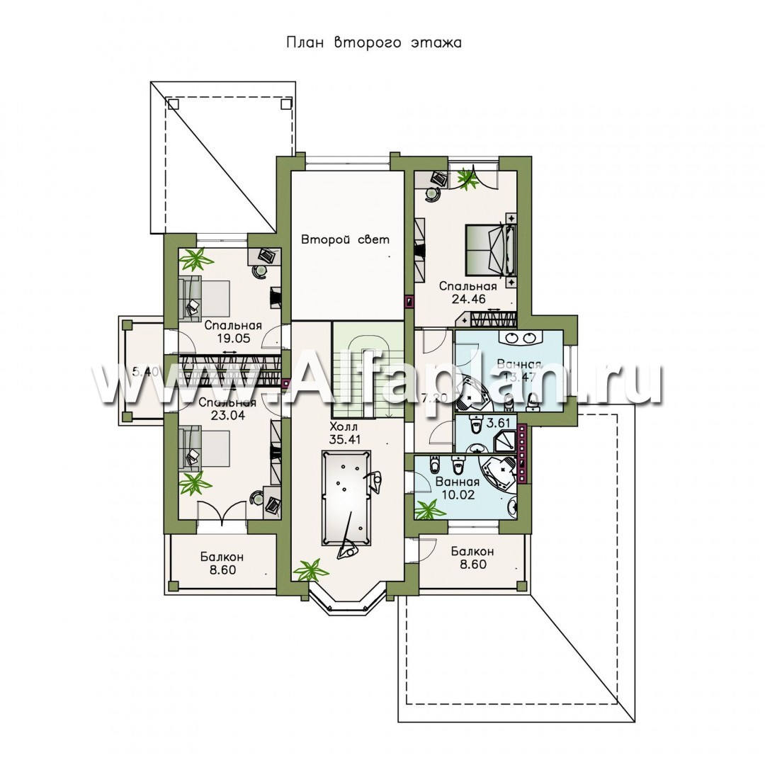 Проекты домов Альфаплан - «Первый класс» - современная классическая вилла - план проекта №2