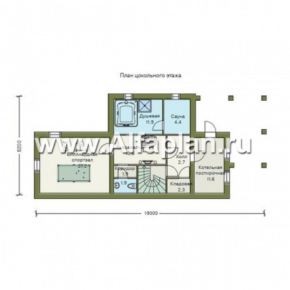 Проекты домов Альфаплан - «Яблоко» - дом для узкого участка с рельефом - превью плана проекта №1
