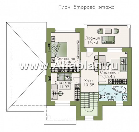 «Виконт» - проект дома с мансардой, с отличной планировкой, в стиле шале - превью план дома