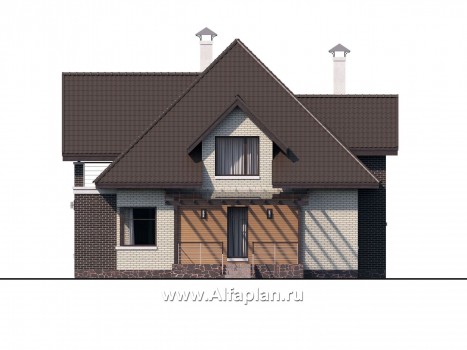 «Арктур» - проект дома с мансардой, из газобетона, с сауной и с террасой, современный стиль - превью фасада дома
