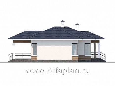 «Безоблачный» - проект одноэтажного дома (дача), с террасой, в стиле Акварель - превью фасада дома