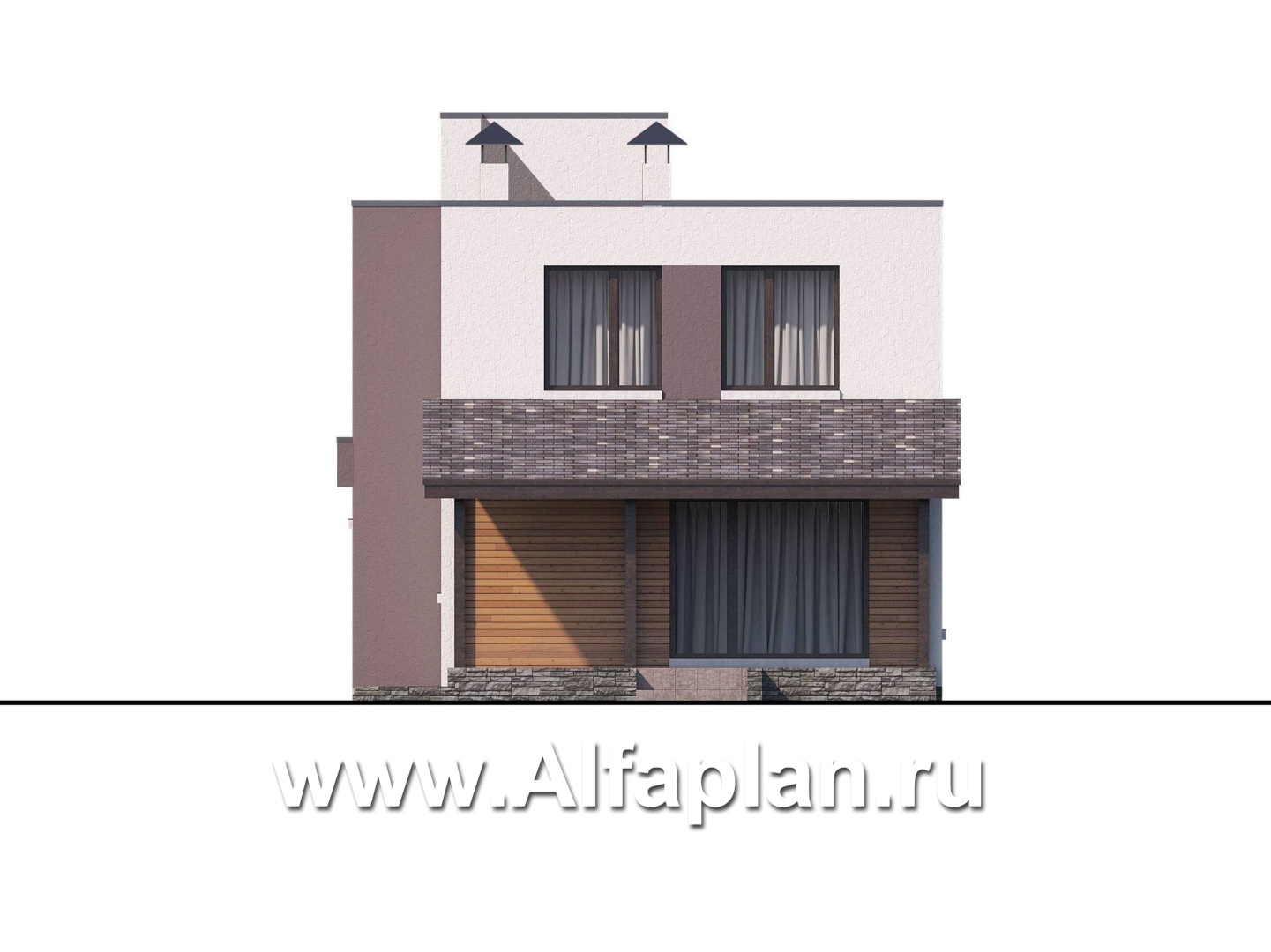 Проекты домов Альфаплан - «Арс» - дом с плоской кровлей для узкого участка - изображение фасада №4