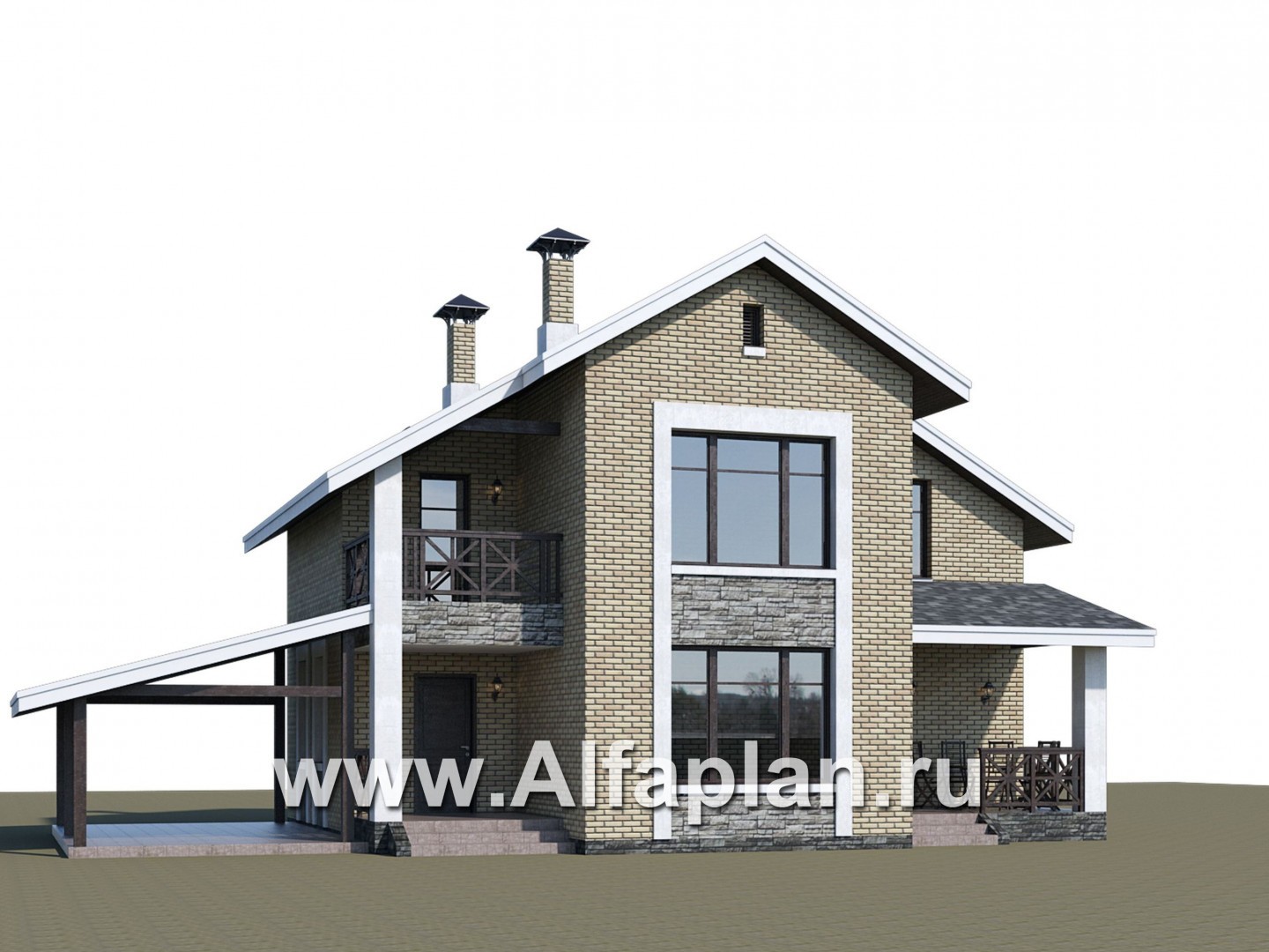 Проекты домов Альфаплан - «Ижора» - небольшой классический дом с двускатной кровлей - дополнительное изображение №2