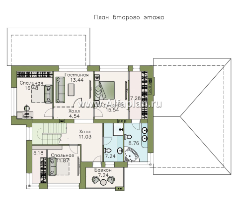 «Прайд» - проект современного двухэтажного дома, мастер спальня, с террасой и сауной, гараж на 2 авто - превью план дома
