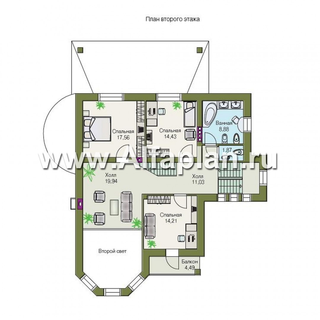 Проекты домов Альфаплан - «Пенаты» - дом с богатой живописной архитектурой - изображение плана проекта №2