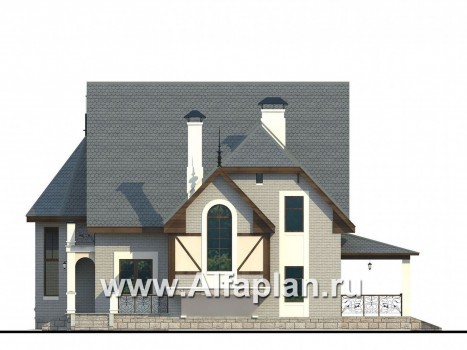 Проекты домов Альфаплан - «Пенаты» - дом с богатой живописной архитектурой - превью фасада №2