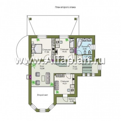 Проекты домов Альфаплан - «Пенаты» - дом с богатой живописной архитектурой - превью плана проекта №2