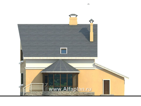 Проекты домов Альфаплан - Дом из газобетона «Боген» с полукруглой гостиной - превью фасада №4