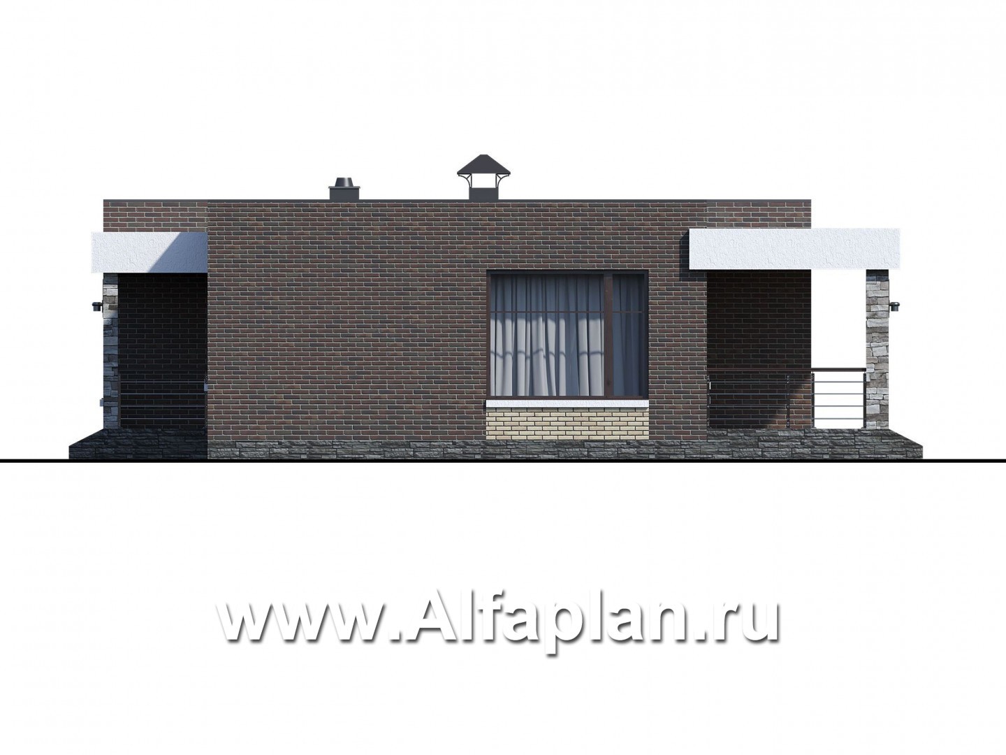 Проекты домов Альфаплан - «Бенуа» - стильный коттедж с плоской кровлей - изображение фасада №2