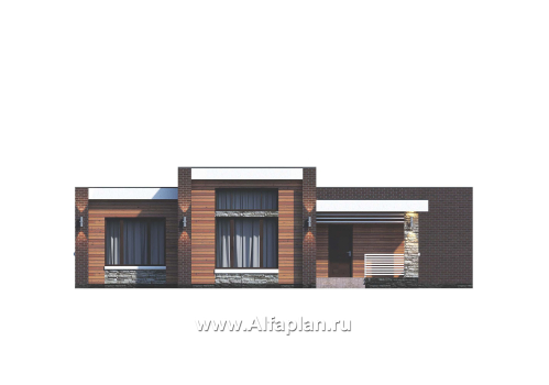 Проекты домов Альфаплан - «Магнолия» — плоскокровельный коттедж с удобной планировкой - превью фасада №1