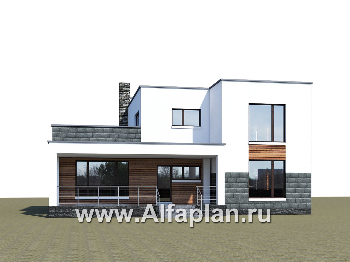 Проекты домов Альфаплан - «Футура» - современный двухэтажный дом с плоской кровлей - дополнительное изображение №2