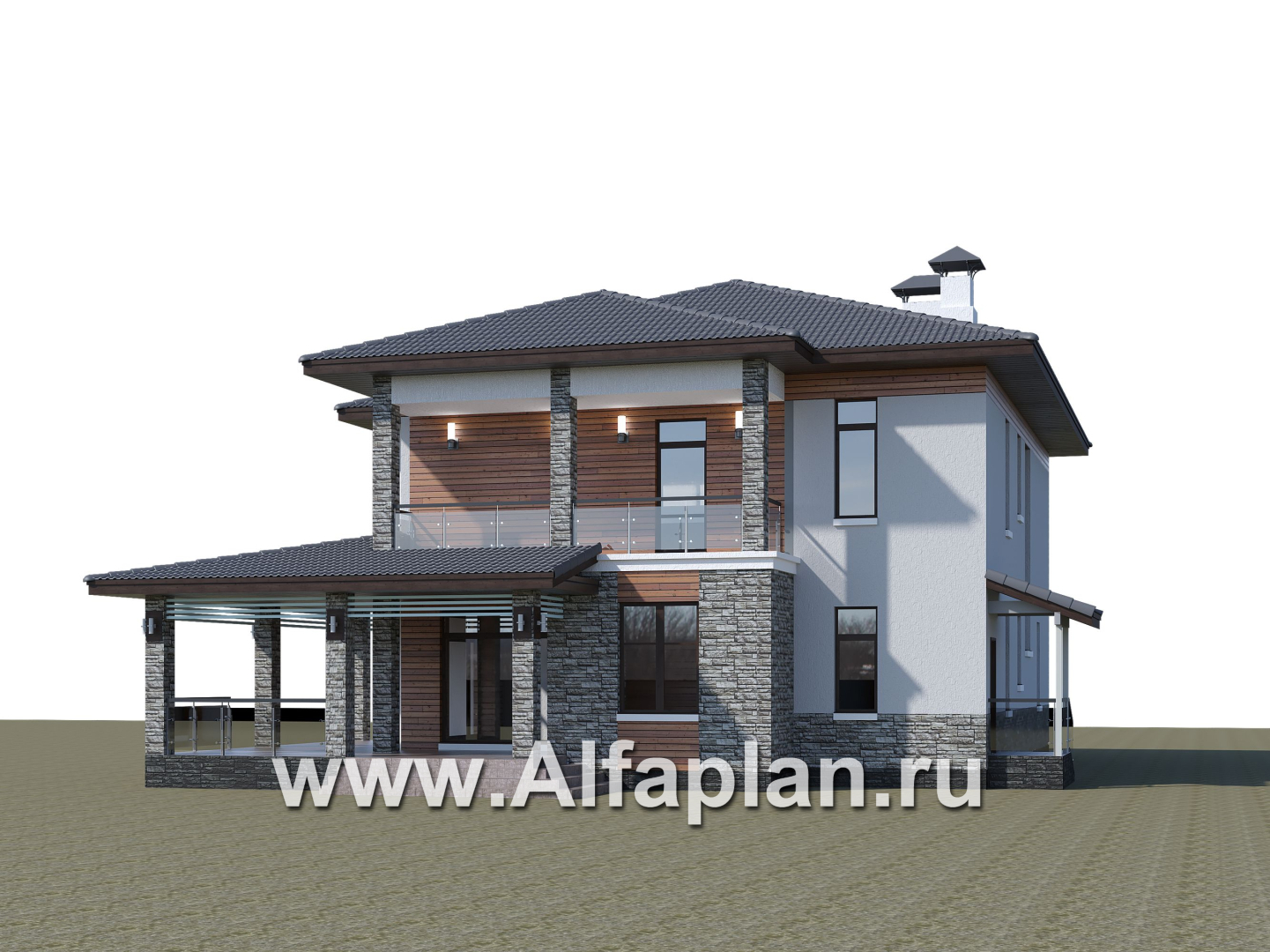 Проекты домов Альфаплан - «Отражение» - двухэтажный дом для большой семьи - дополнительное изображение №3