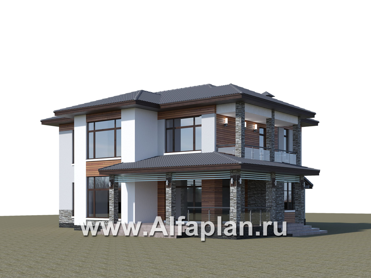 Проекты домов Альфаплан - «Отражение» - двухэтажный дом для большой семьи - дополнительное изображение №4
