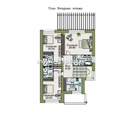 Проекты домов Альфаплан - «Золотой ключик» — современный дом с плоской эксплуатируемой кровлей - превью плана проекта №2