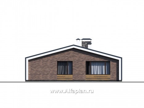 Проекты домов Альфаплан - «Веда» - проект одноэтажного дома с сауной в стиле барн - превью фасада №3