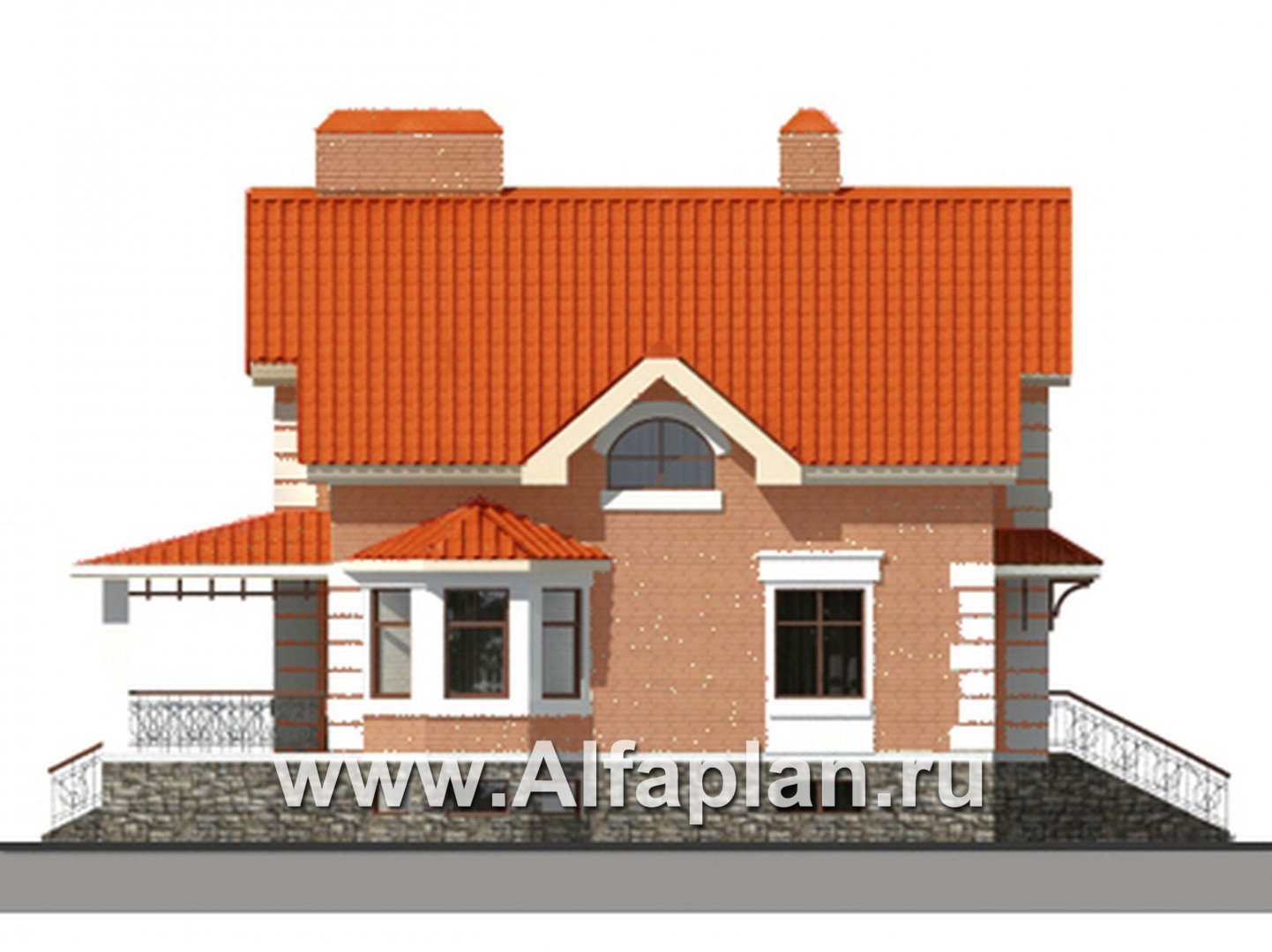 Проекты домов Альфаплан - Проект коттеджа с большим гаражом и террасой - изображение фасада №1