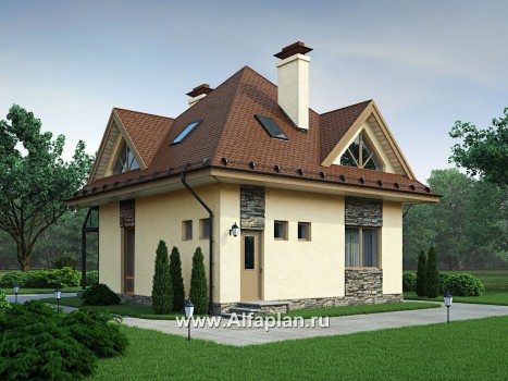 Проекты домов Альфаплан - Проект мансардного дома для маленького участка - превью дополнительного изображения №3