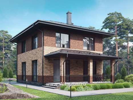 Проект двухэтажного дома, с кабинетом на 1 эт и с террасой, для маленького  участка, в современном стиле - превью дополнительного изображения №1