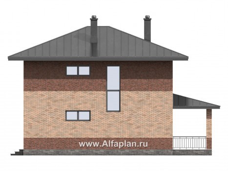 Проект двухэтажного дома, с кабинетом на 1 эт и с террасой, для маленького  участка, в современном стиле - превью фасада дома