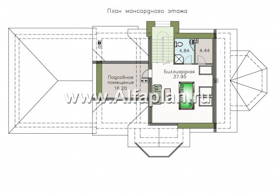 «Ясная поляна» - проект двухэтажного дома, планировка со спальней и кабинетом на 1 эт, с эркером и с гаражом на 2 авто - превью план дома