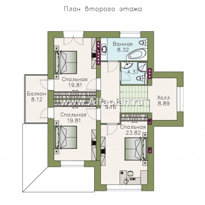 Проекты домов Альфаплан - «Светлые времена» - респектабельный особняк с большими окнами - превью плана проекта №3