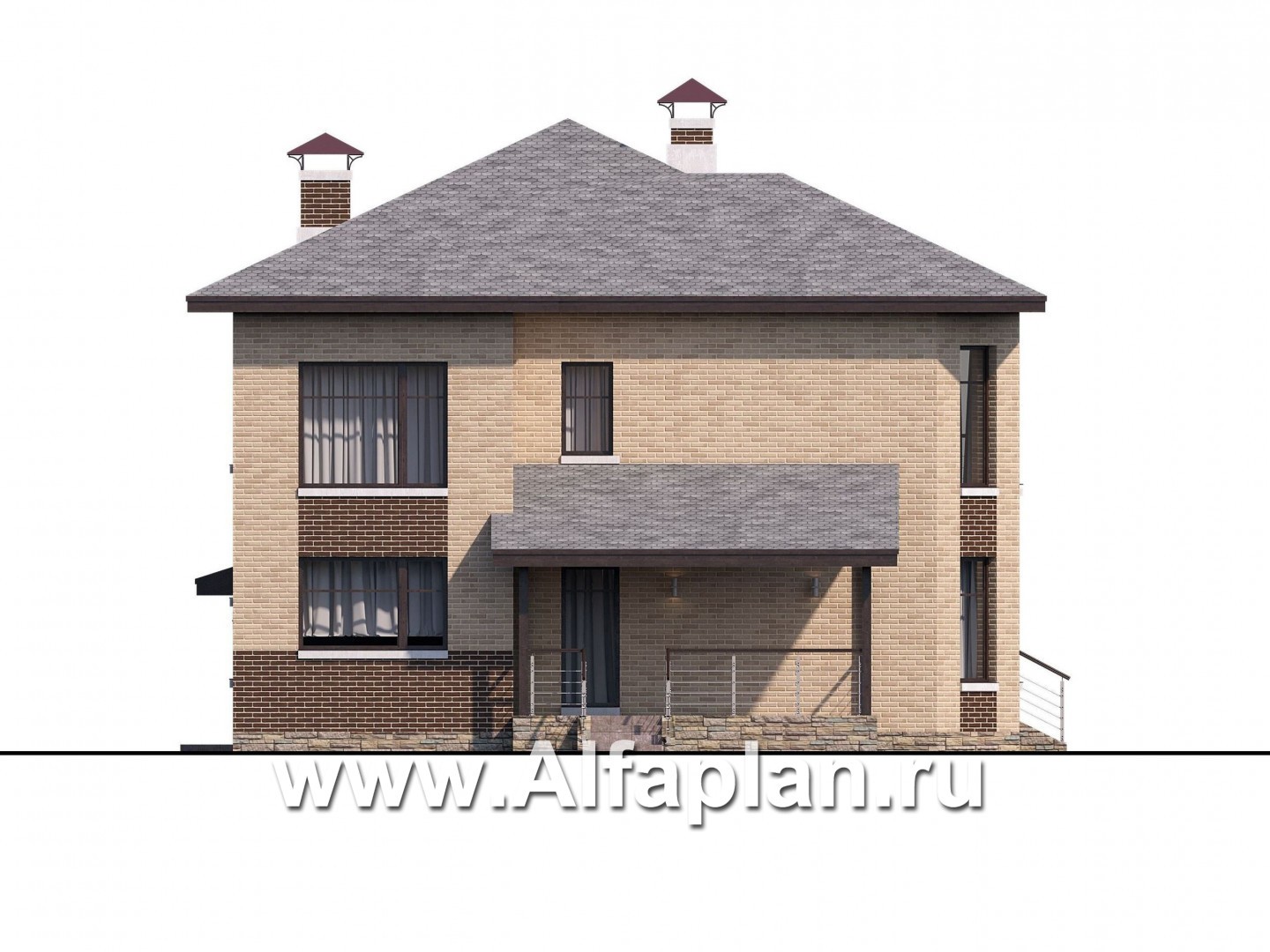Проекты домов Альфаплан - «Статус» - современный комфортный дом с гаражом и террасой - изображение фасада №3