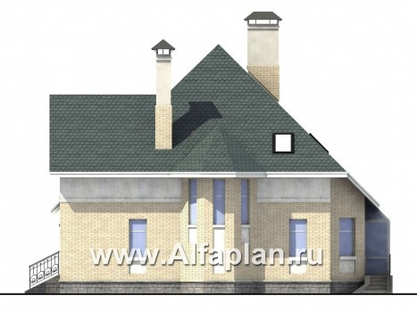 Проекты домов Альфаплан - «Соло»- небольшой коттедж с угловым зимним садом - превью фасада №4