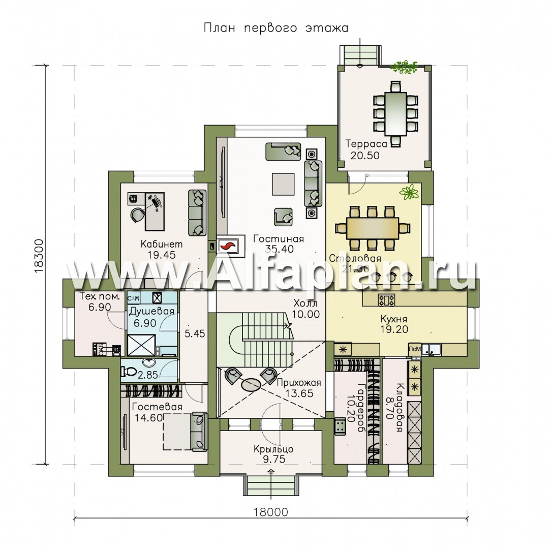 Проекты домов Альфаплан - «Рейн» - просторный современный коттедж - изображение плана проекта №1