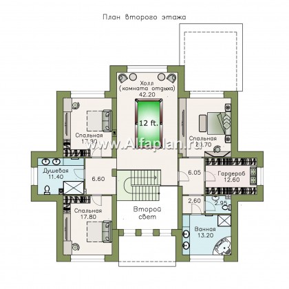 Проекты домов Альфаплан - «Рейн» - просторный современный коттедж - превью плана проекта №2