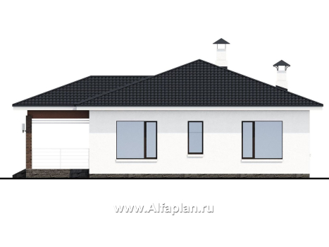 «Гемера» - проект одноэтажного дома, из газобетона, с эркером и террасой - превью фасада дома