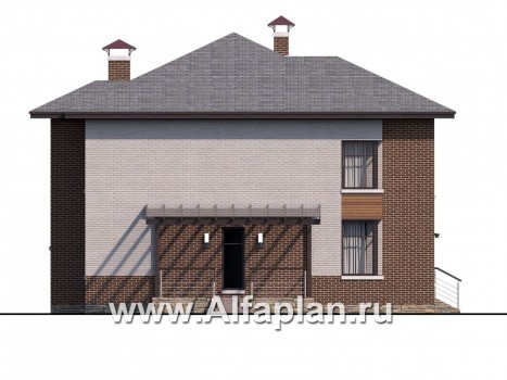 Проекты домов Альфаплан - «Печора» - стильный двухэтажный коттедж с гаражом - превью фасада №3