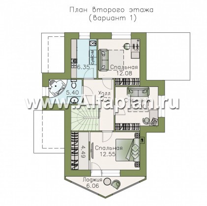 Проекты домов Альфаплан - «Якорь» - эффектный коттедж с оригинальным эркером - превью плана проекта №2