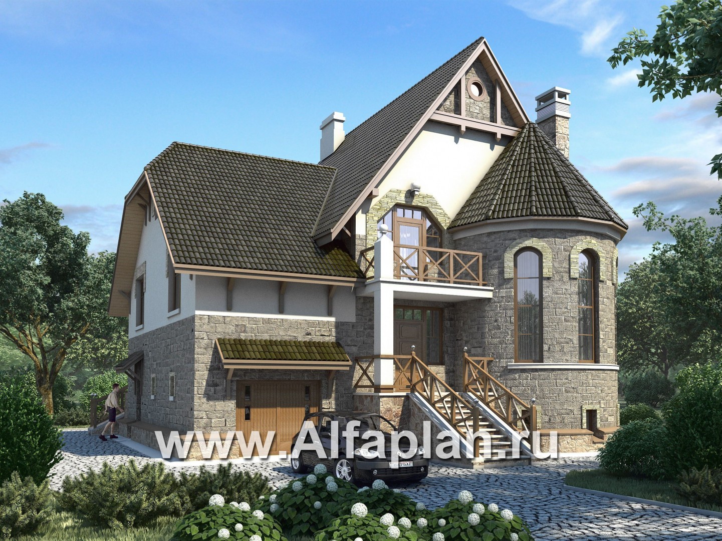 Проекты домов Альфаплан - «Квентин Дорвард» - коттедж с романтическим характером - основное изображение