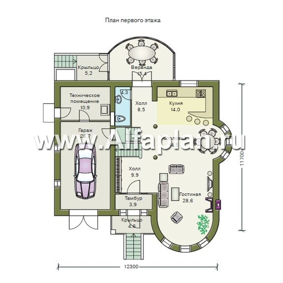 Проекты домов Альфаплан - «5-ая глава» - современный замок для романтиков - изображение плана проекта №1